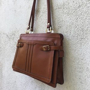 Vintage Eighties Brown Leather Shoulder Bag - image 1